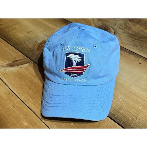 US Open Pebble Beach 2019 Hat Adjustable Light Blue USGA Member Cotton Dad Cap - Picture 1 of 7